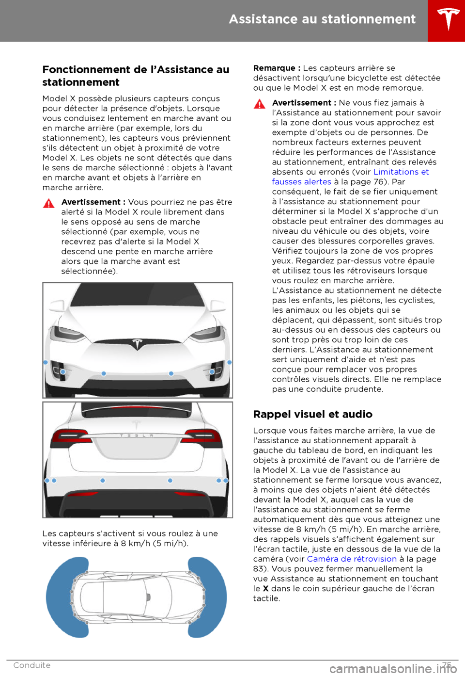 TESLA MODEL X 2018 Manuel du propriétaire (Canada) (in French) Fonctionnement de l TESLA MODEL X 2018 Manuel du propriétaire (Canada) (in French) Fonctionnement de l