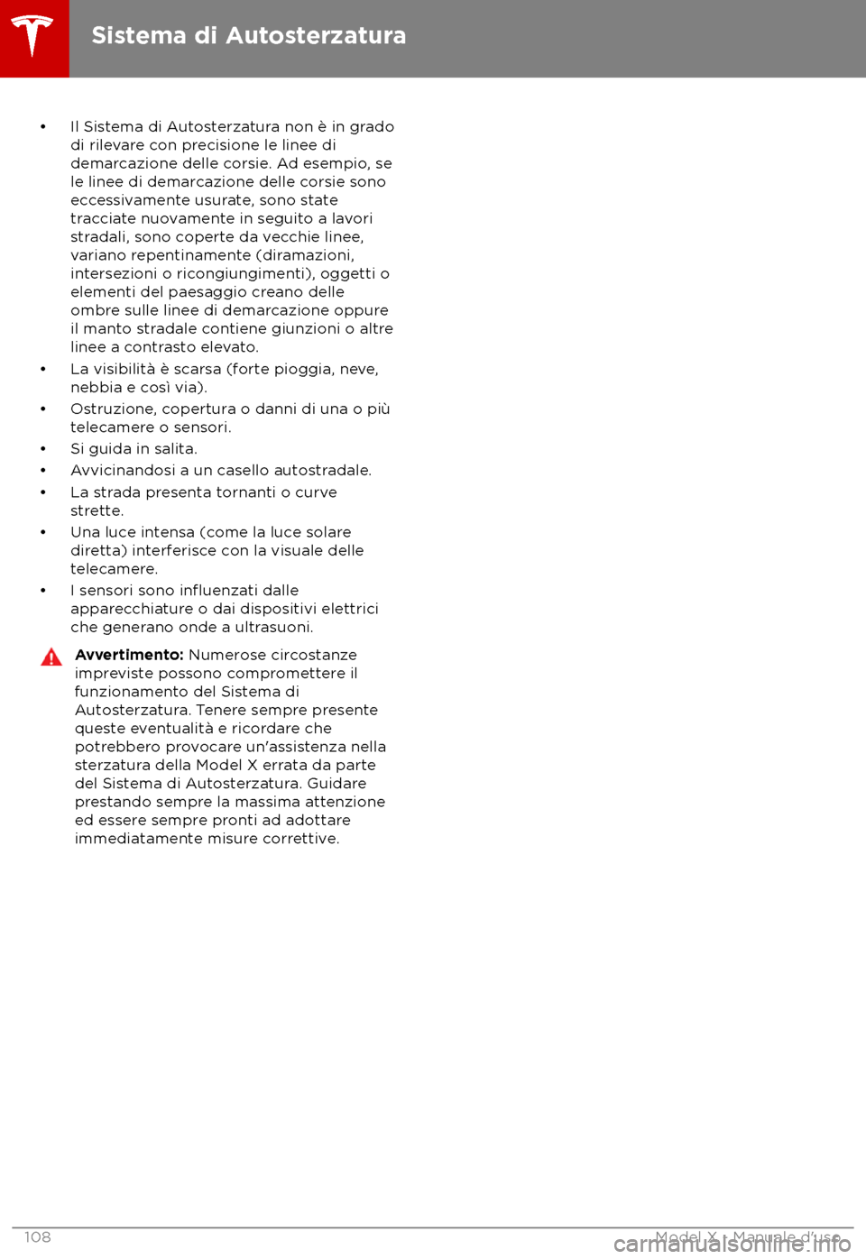 TESLA MODEL X 2018 Manuale del proprietario (in Italian) TESLA MODEL X 2018 Manuale del proprietario (in Italian)