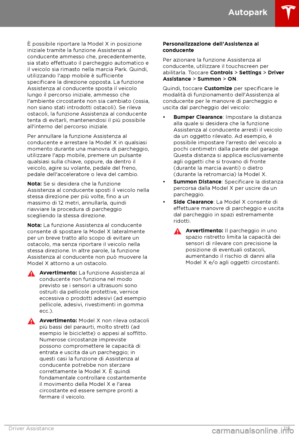 TESLA MODEL X 2018 Manuale del proprietario (in Italian) TESLA MODEL X 2018 Manuale del proprietario (in Italian)