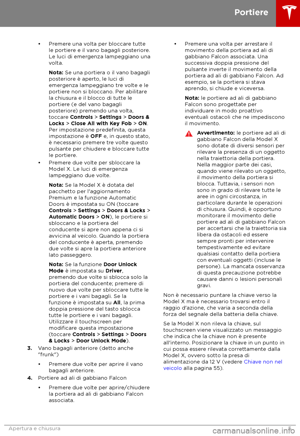TESLA MODEL X 2018  Manuale del proprietario (in Italian) 