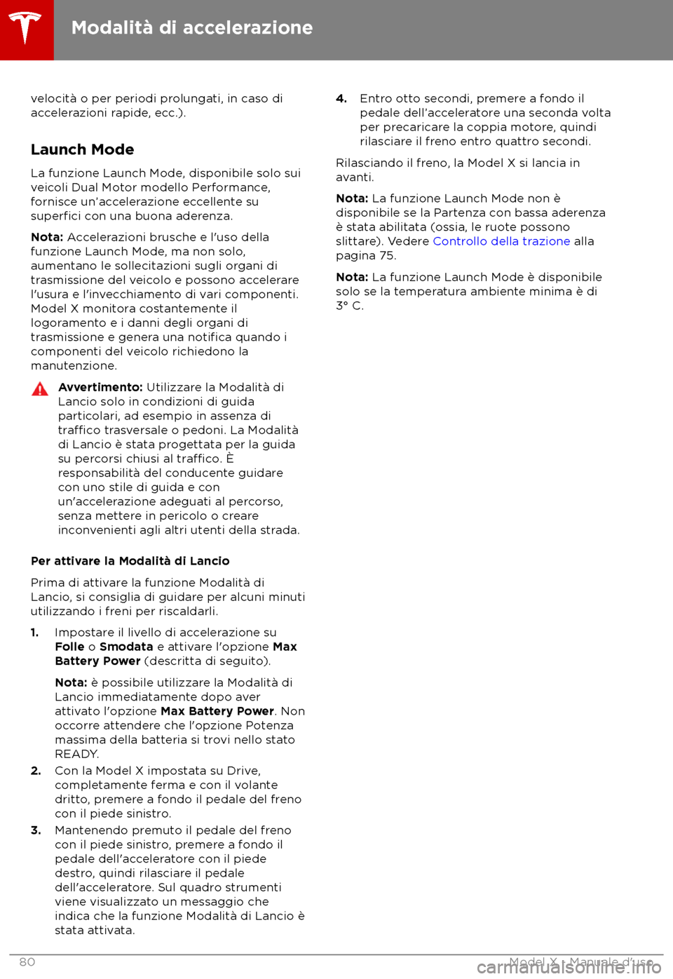 TESLA MODEL X 2018 Manuale del proprietario (in Italian) velocit TESLA MODEL X 2018 Manuale del proprietario (in Italian) velocit
