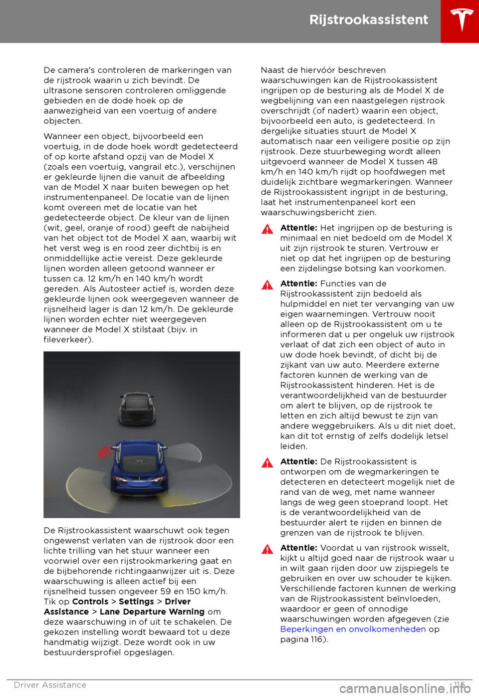 TESLA MODEL X 2018  Handleiding (in Dutch) De camera