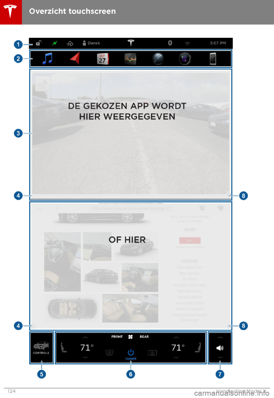 TESLA MODEL X 2018 Handleiding (in Dutch) Overzicht touchscreen
124 Handleiding Model X TESLA MODEL X 2018 Handleiding (in Dutch) Overzicht touchscreen
124 Handleiding Model X