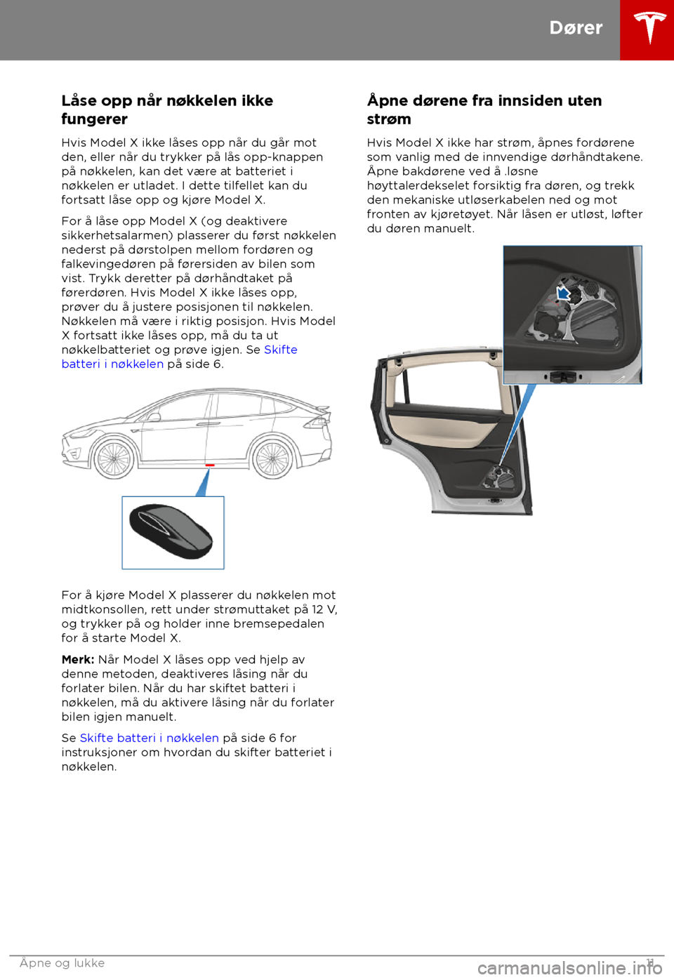 TESLA MODEL X 2018 Brukerhåndbok (in Norwegian) L TESLA MODEL X 2018 Brukerhåndbok (in Norwegian) L