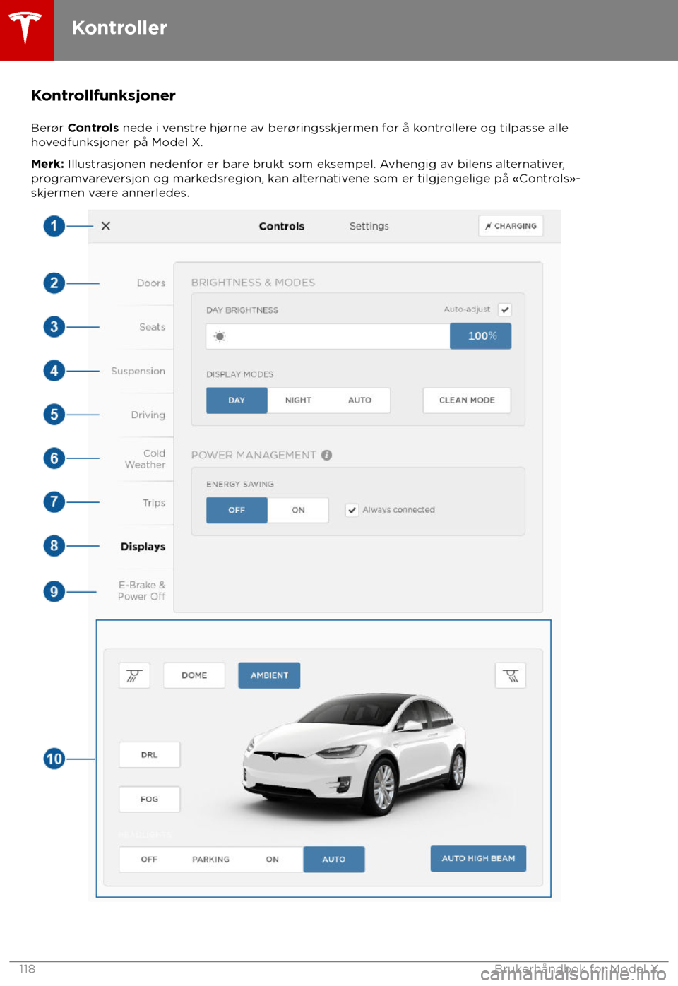TESLA MODEL X 2018 Brukerhåndbok (in Norwegian) Kontrollfunksjoner
Ber
TESLA MODEL X 2018 Brukerhåndbok (in Norwegian) Kontrollfunksjoner
Ber