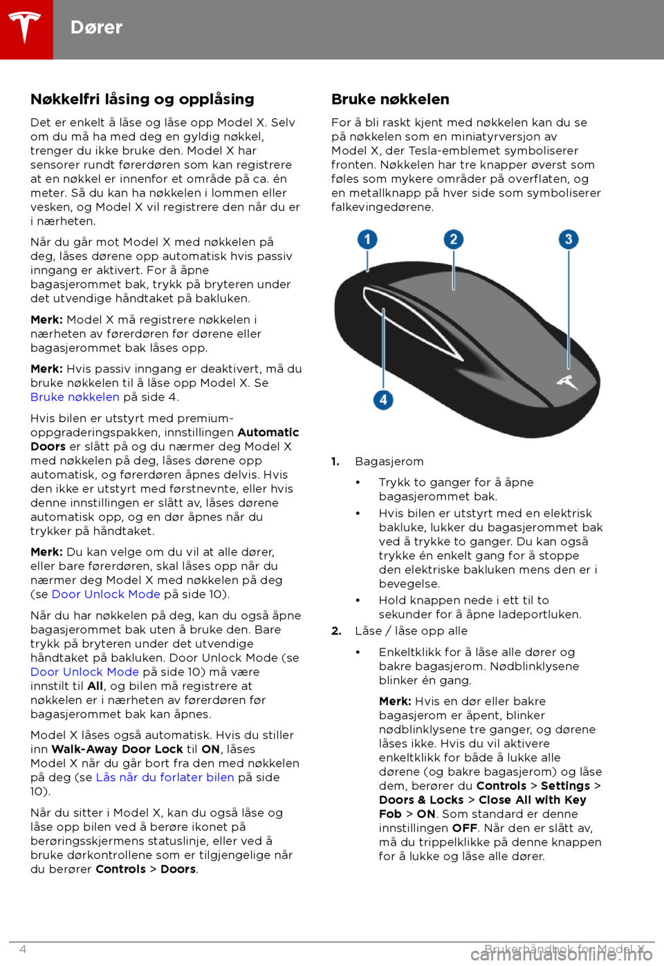 TESLA MODEL X 2018  Brukerhåndbok (in Norwegian)  N