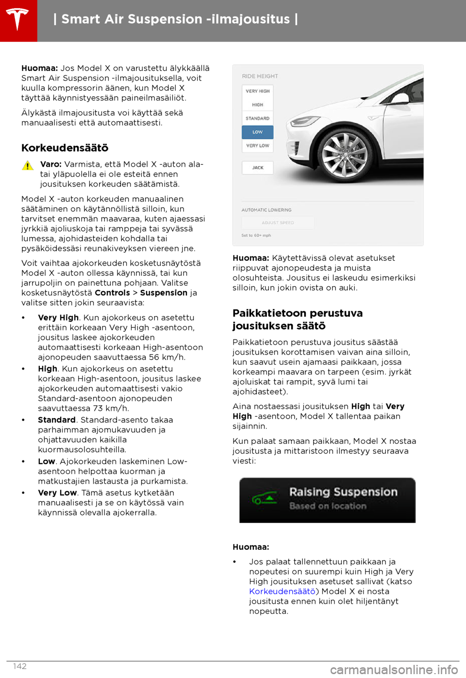 TESLA MODEL X 2018 Omistajan käsikirja (in Finnish) Huomaa: Jos Model X on v
arustettu TESLA MODEL X 2018 Omistajan käsikirja (in Finnish) Huomaa: Jos Model X on v
arustettu