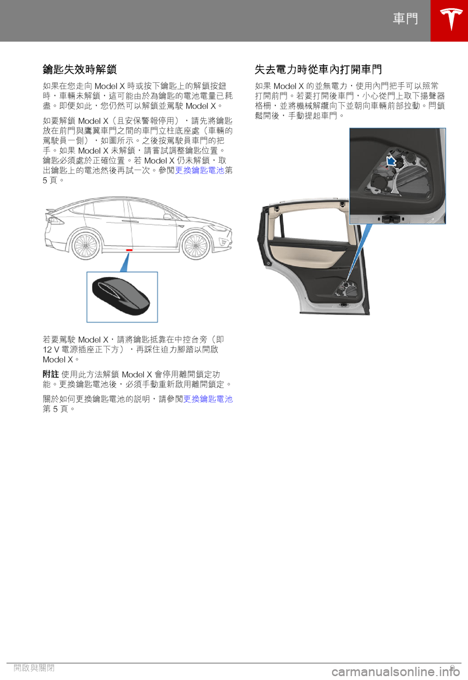 TESLA MODEL X 2018  車主手冊 (in Chinese Traditional) 6k)9"O