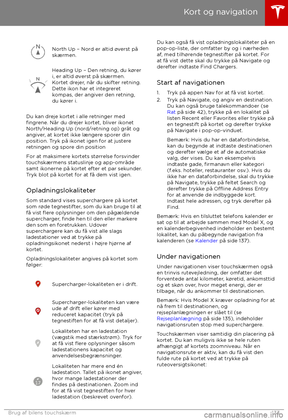 TESLA MODEL X 2017  Instruktionsbog (in Danish)  North Up 