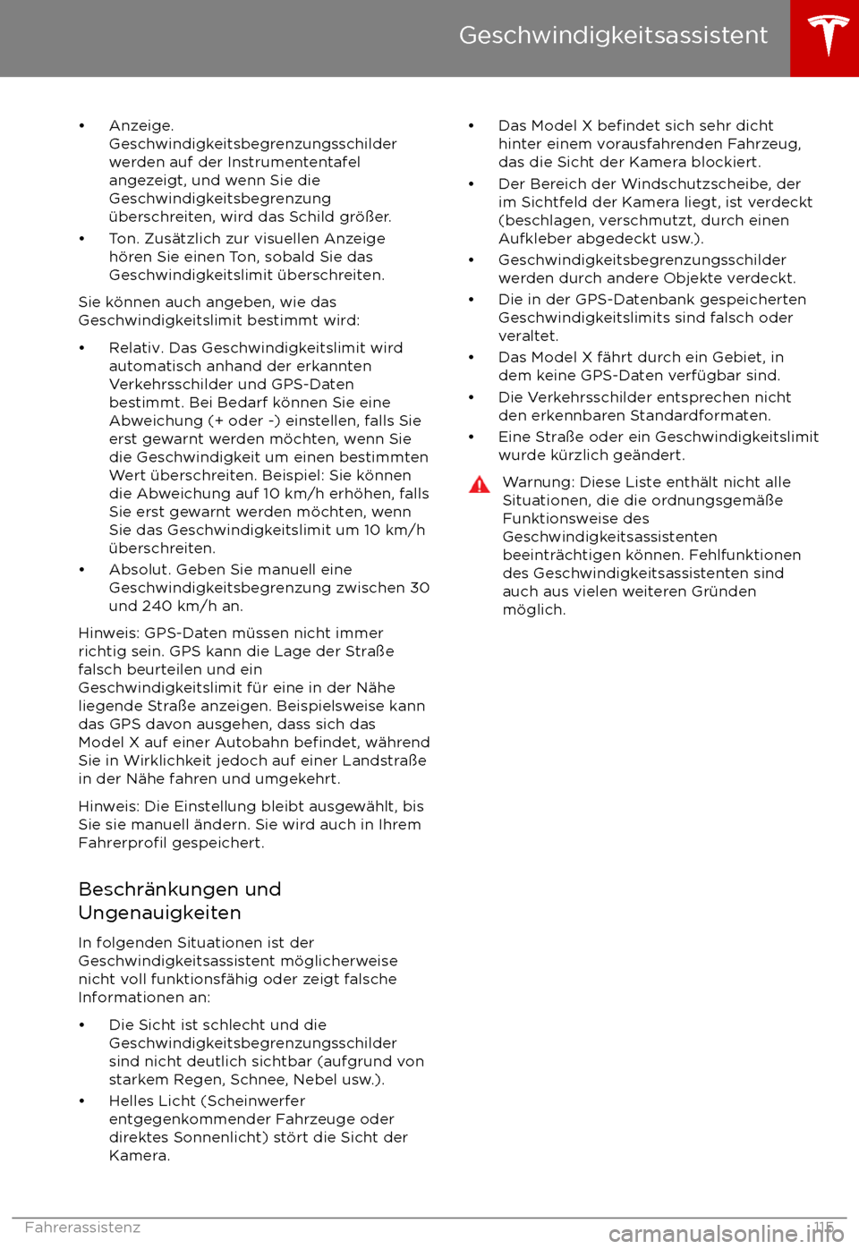 TESLA MODEL X 2017 Betriebsanleitung (in German) TESLA MODEL X 2017 Betriebsanleitung (in German)