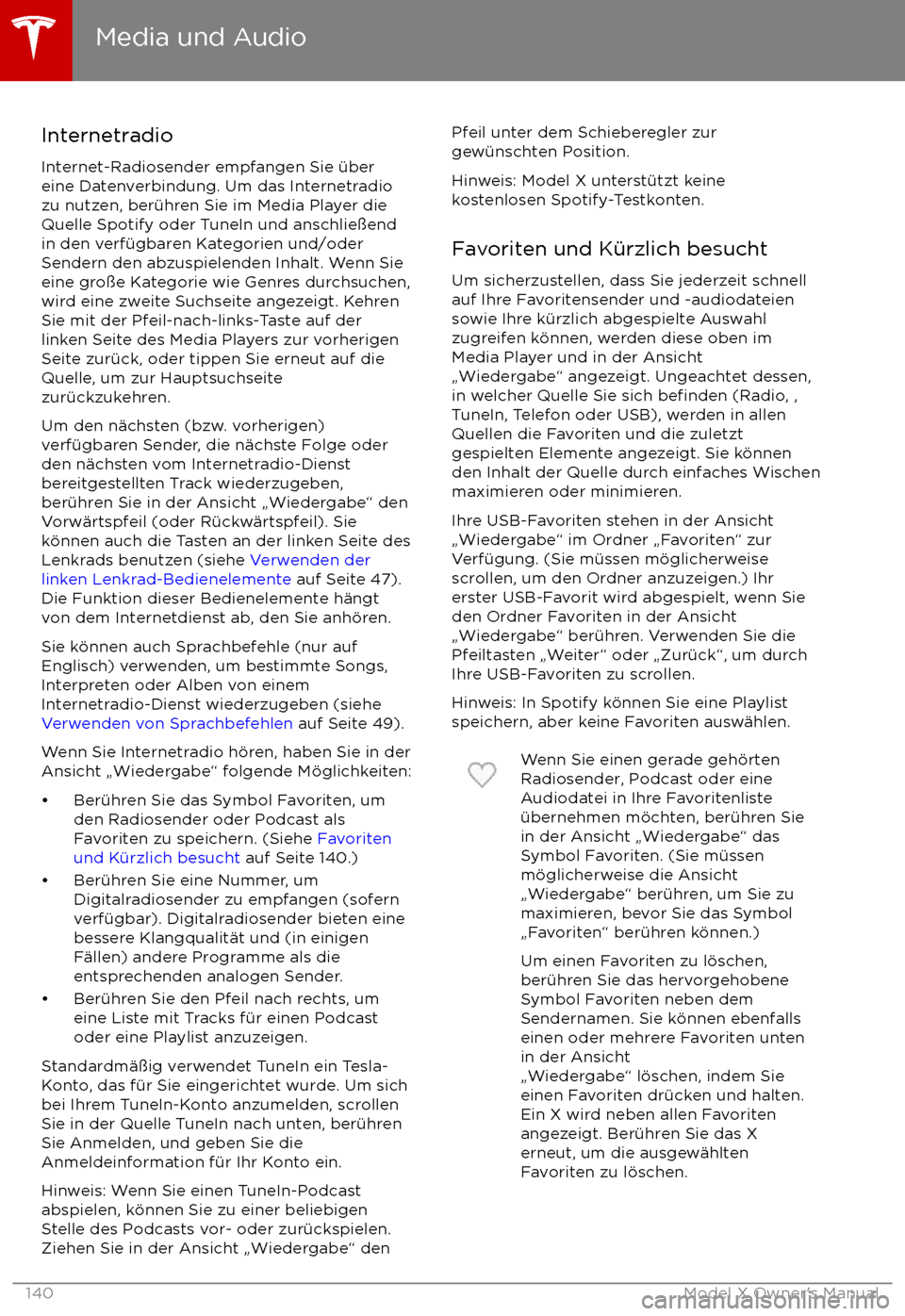 TESLA MODEL X 2017 Betriebsanleitung (in German) InternetradioInternet-Radiosender empfangen Sie TESLA MODEL X 2017 Betriebsanleitung (in German) InternetradioInternet-Radiosender empfangen Sie
