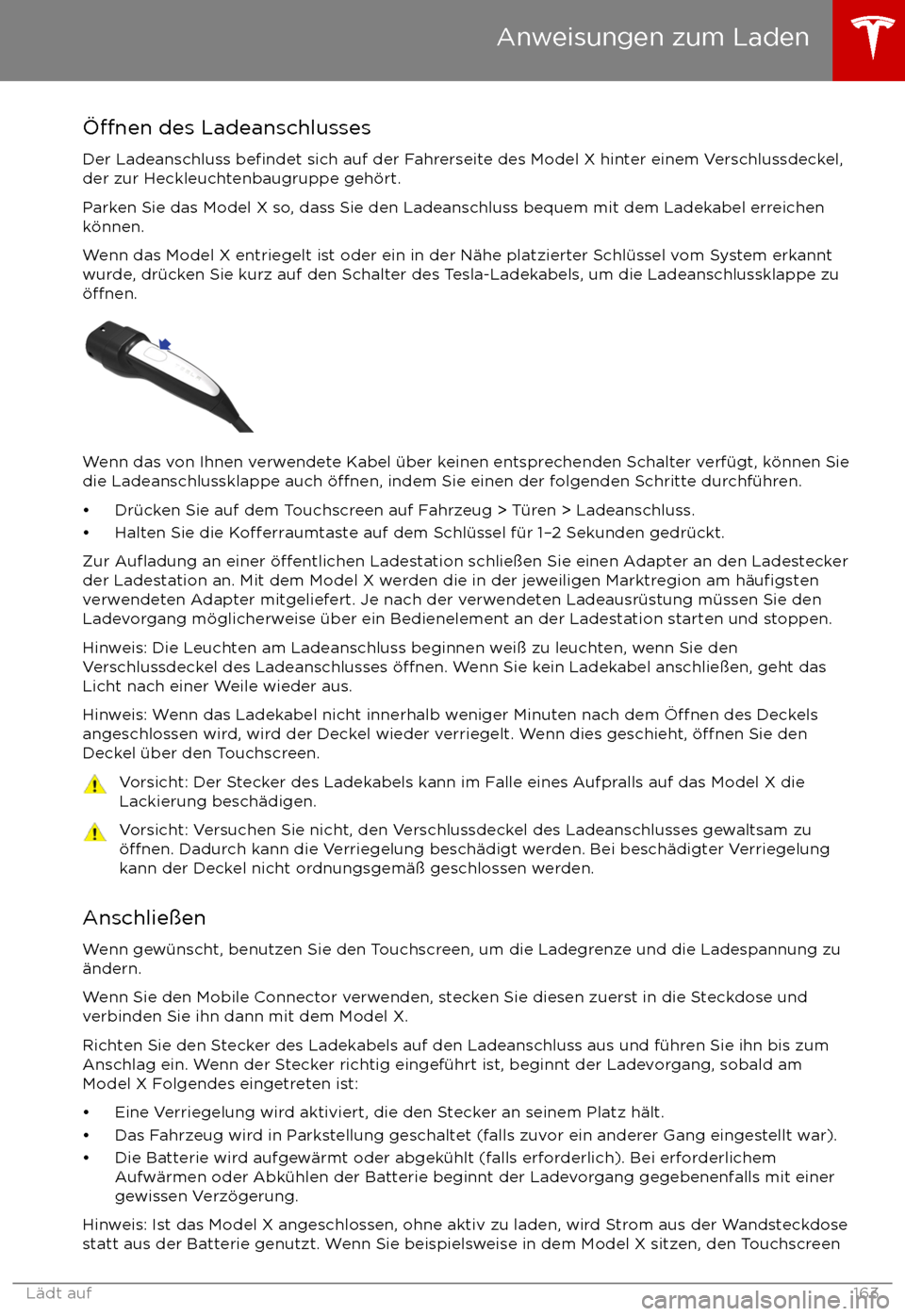 TESLA MODEL X 2017 Betriebsanleitung (in German) TESLA MODEL X 2017 Betriebsanleitung (in German)