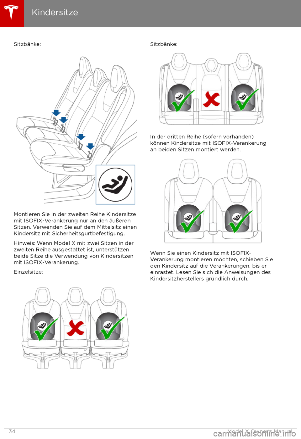 TESLA MODEL X 2017  Betriebsanleitung (in German) Sitzb