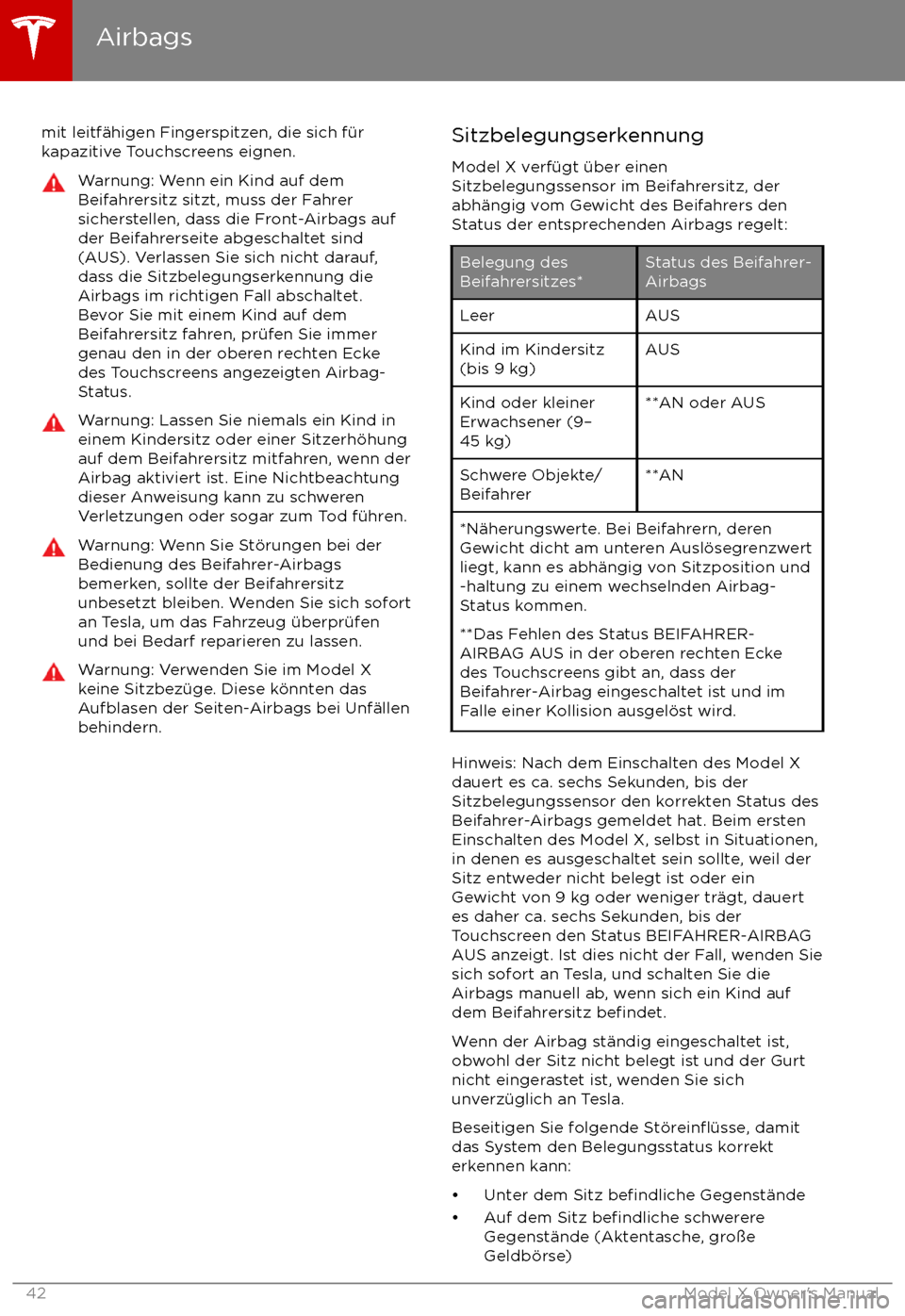 TESLA MODEL X 2017  Betriebsanleitung (in German) mit leitf