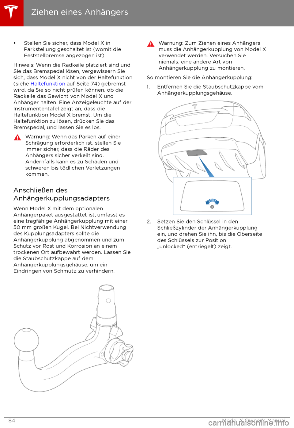 TESLA MODEL X 2017 Betriebsanleitung (in German) TESLA MODEL X 2017 Betriebsanleitung (in German)