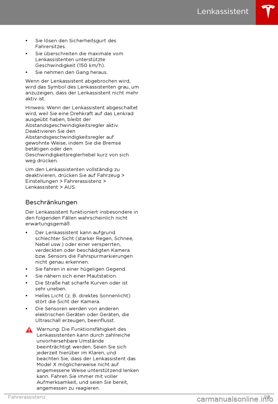 TESLA MODEL X 2017 Betriebsanleitung (in German) TESLA MODEL X 2017 Betriebsanleitung (in German)