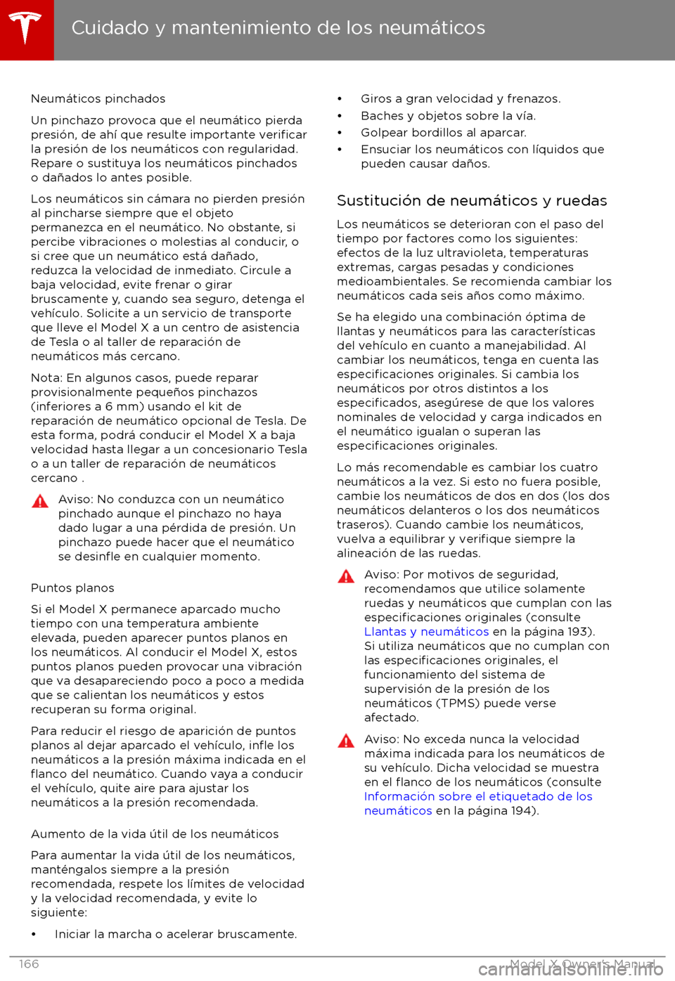 TESLA MODEL X 2017 Manual del propietario (in Spanish) Neum TESLA MODEL X 2017 Manual del propietario (in Spanish) Neum