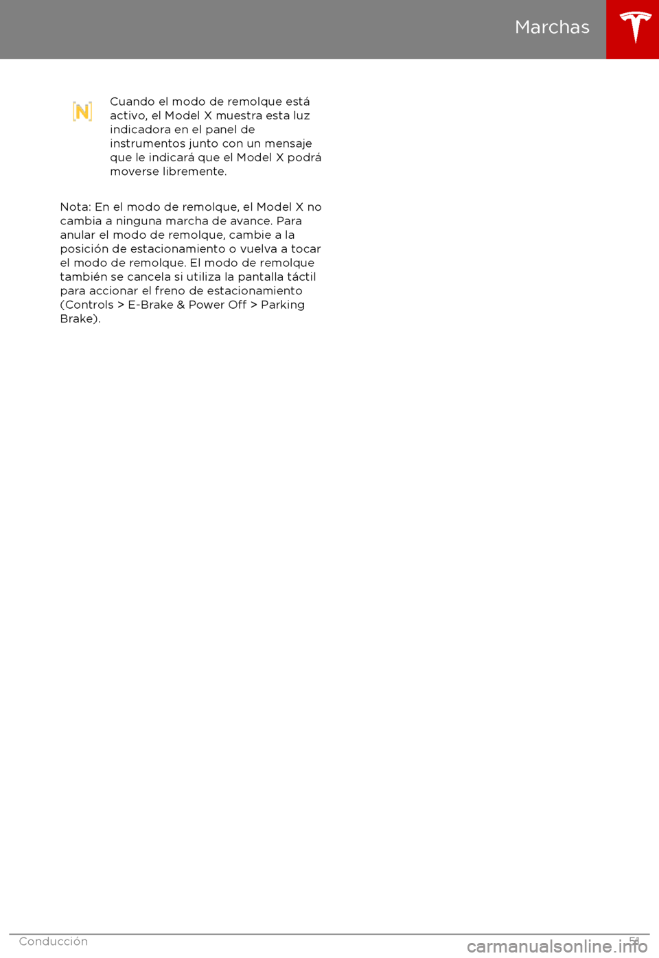 TESLA MODEL X 2017  Manual del propietario (in Spanish) Cuando el modo de remolque est