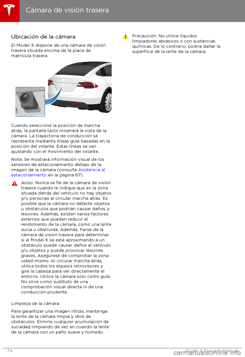 TESLA MODEL X 2017  Manual del propietario (in Spanish) Ubicaci