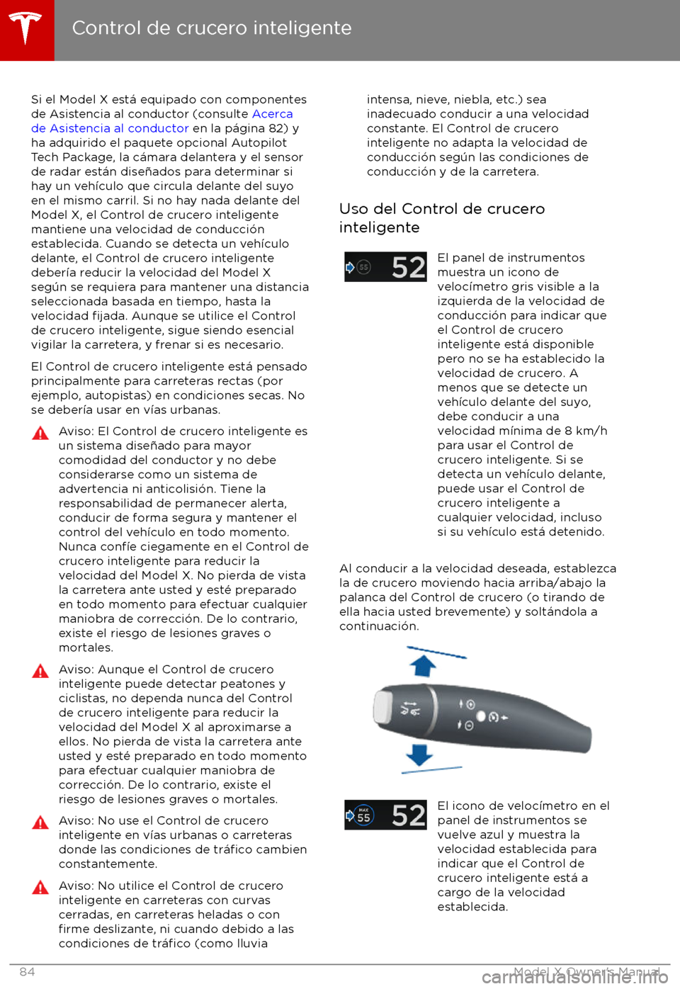 TESLA MODEL X 2017 Manual del propietario (in Spanish) Si el Model X est TESLA MODEL X 2017 Manual del propietario (in Spanish) Si el Model X est