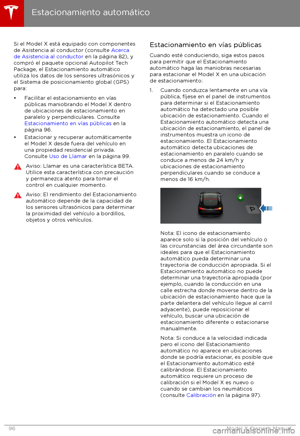 TESLA MODEL X 2017 Manual del propietario (in Spanish) Si el Model X est TESLA MODEL X 2017 Manual del propietario (in Spanish) Si el Model X est
