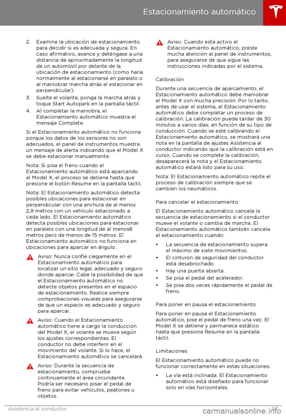 TESLA MODEL X 2017 Manual del propietario (in Spanish) 2. Examine la ubicaci TESLA MODEL X 2017 Manual del propietario (in Spanish) 2. Examine la ubicaci