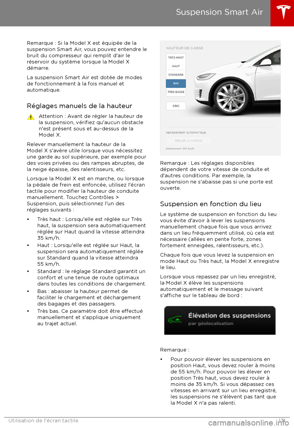 TESLA MODEL X 2017 Manuel du propriétaire (in F Remarque : Si la Model X est TESLA MODEL X 2017 Manuel du propriétaire (in F Remarque : Si la Model X est