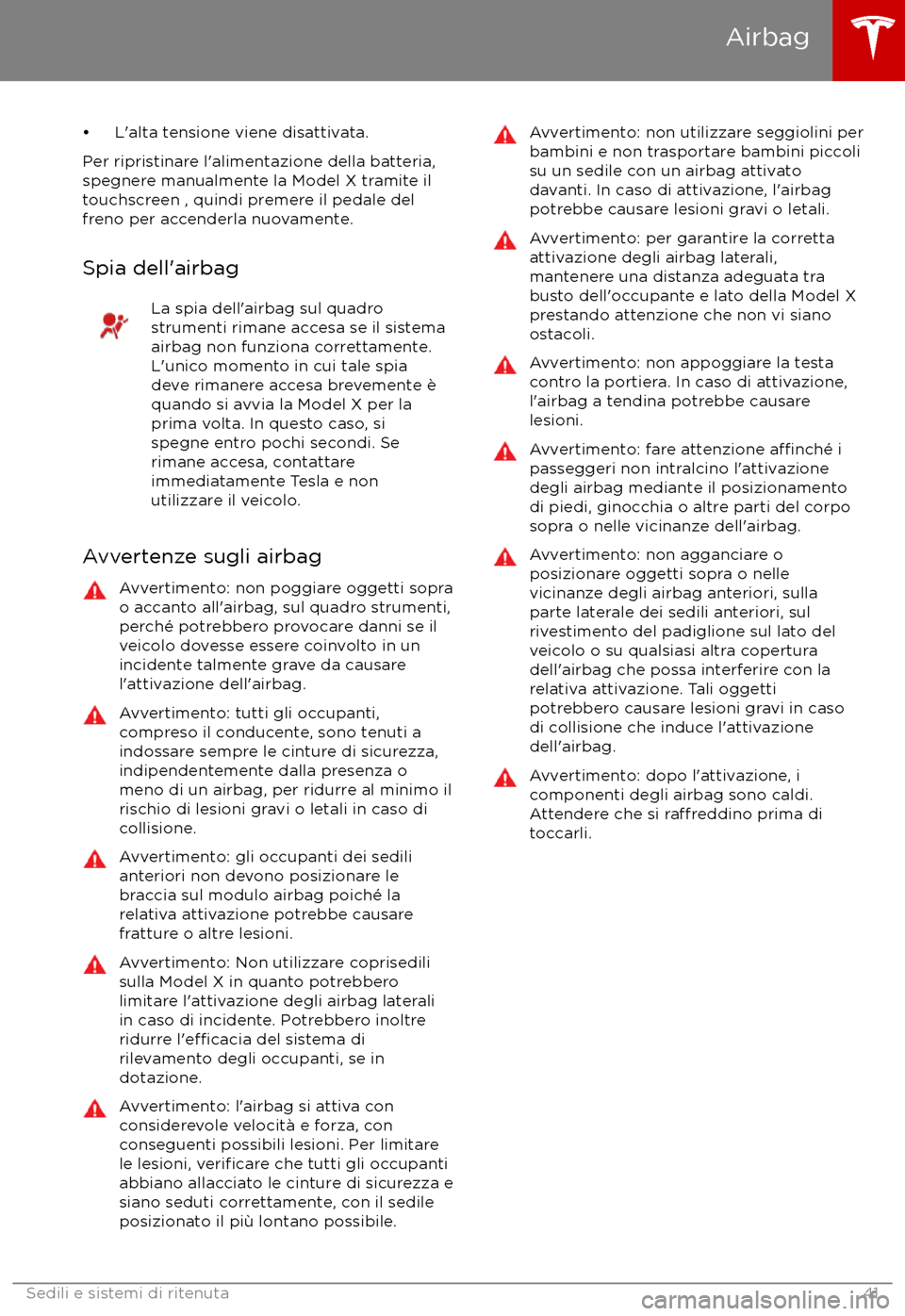 TESLA MODEL X 2017 Manuale del proprietario (in Italian) TESLA MODEL X 2017 Manuale del proprietario (in Italian)