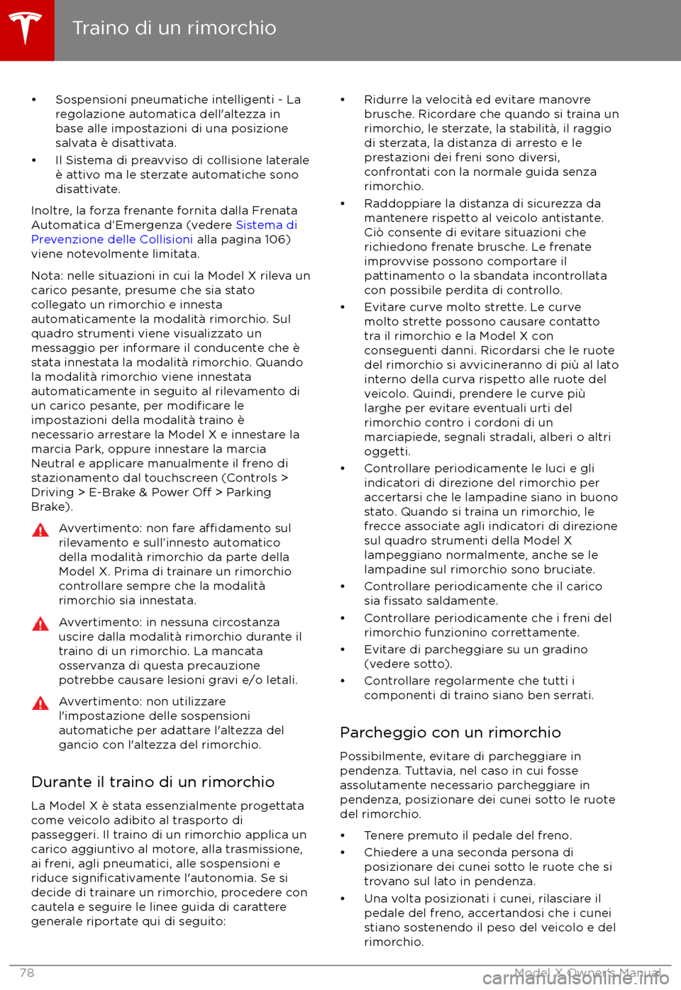 TESLA MODEL X 2017  Manuale del proprietario (in Italian) 