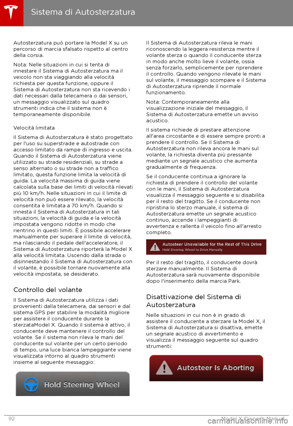 TESLA MODEL X 2017 Manuale del proprietario (in Italian) Autosterzatura pu TESLA MODEL X 2017 Manuale del proprietario (in Italian) Autosterzatura pu