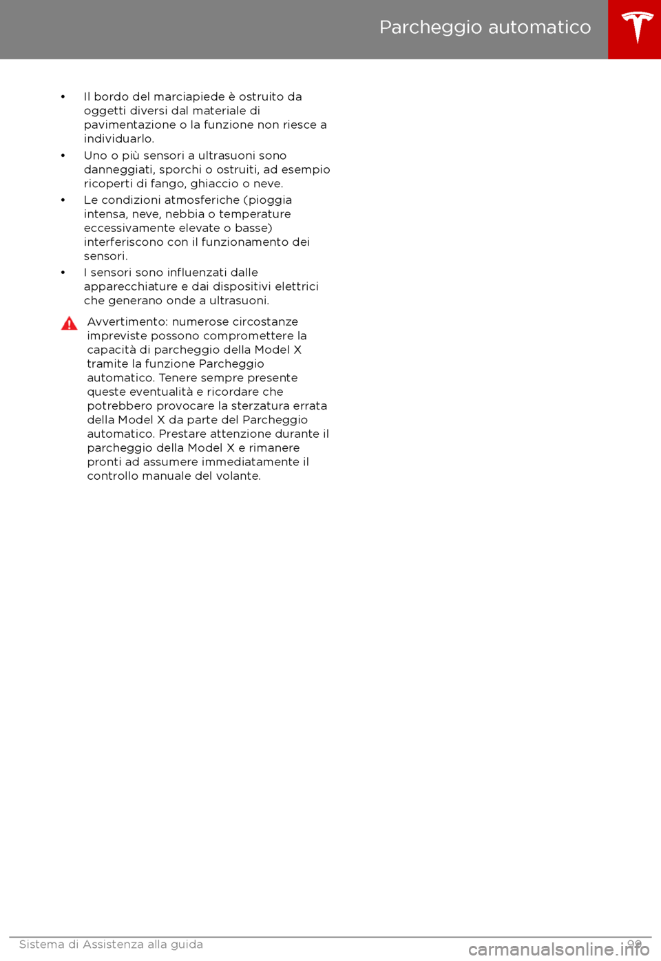 TESLA MODEL X 2017 Manuale del proprietario (in Italian) TESLA MODEL X 2017 Manuale del proprietario (in Italian)