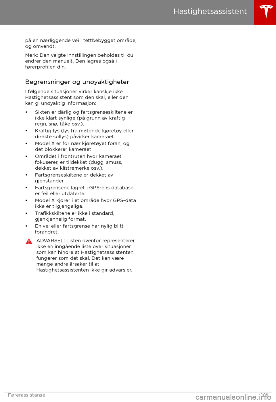 TESLA MODEL X 2017  Brukerhåndbok (in Norwegian) p