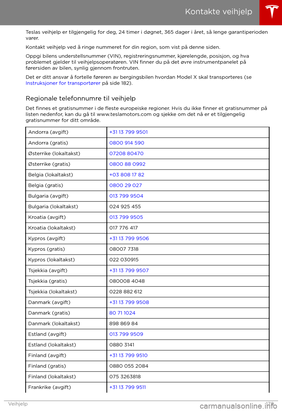 TESLA MODEL X 2017  Brukerhåndbok (in Norwegian) Teslas veihjelp er tilgjengelig for deg, 24 timer i d TESLA MODEL X 2017  Brukerhåndbok (in Norwegian) Teslas veihjelp er tilgjengelig for deg, 24 timer i d