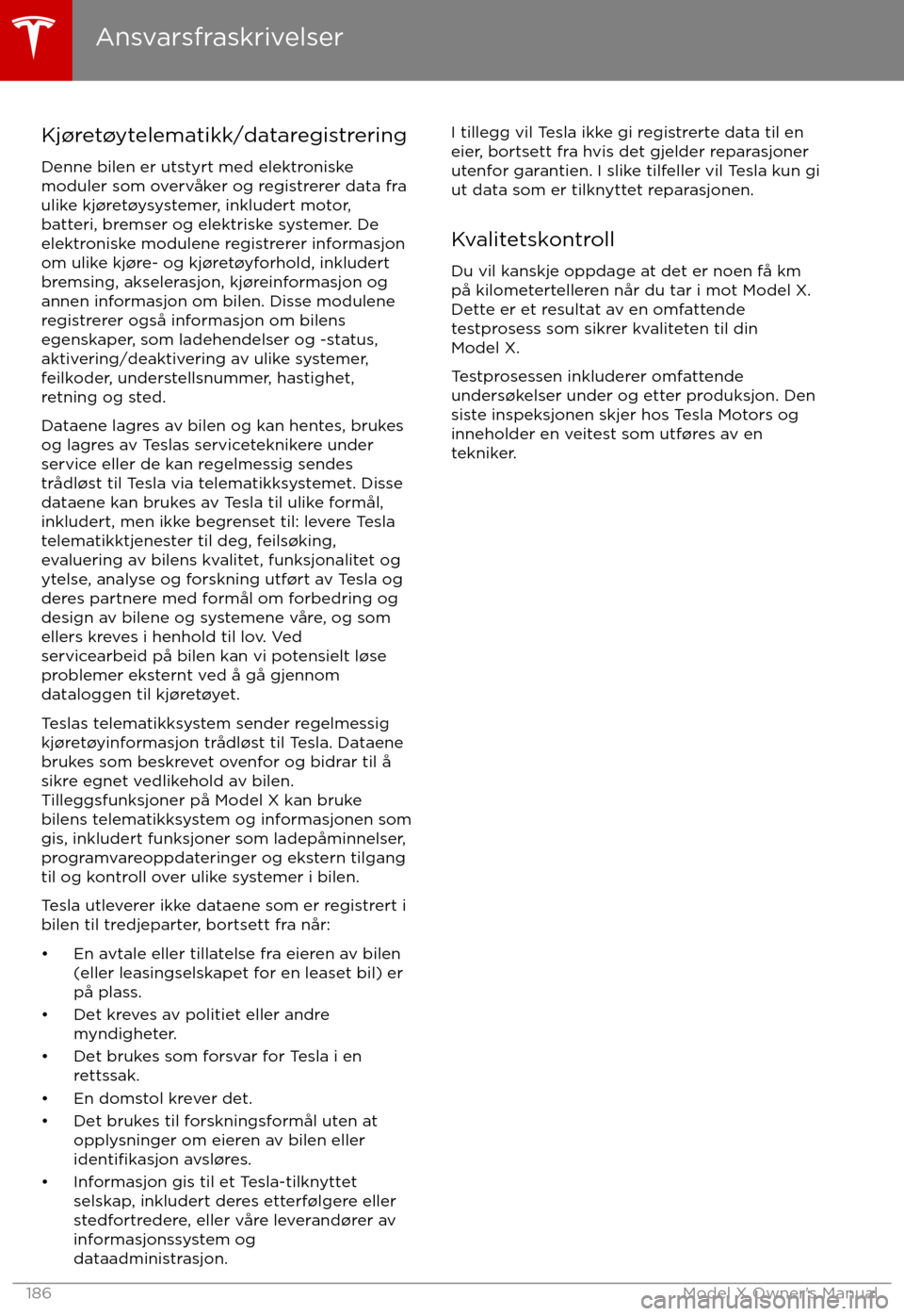 TESLA MODEL X 2017  Brukerhåndbok (in Norwegian) Kj