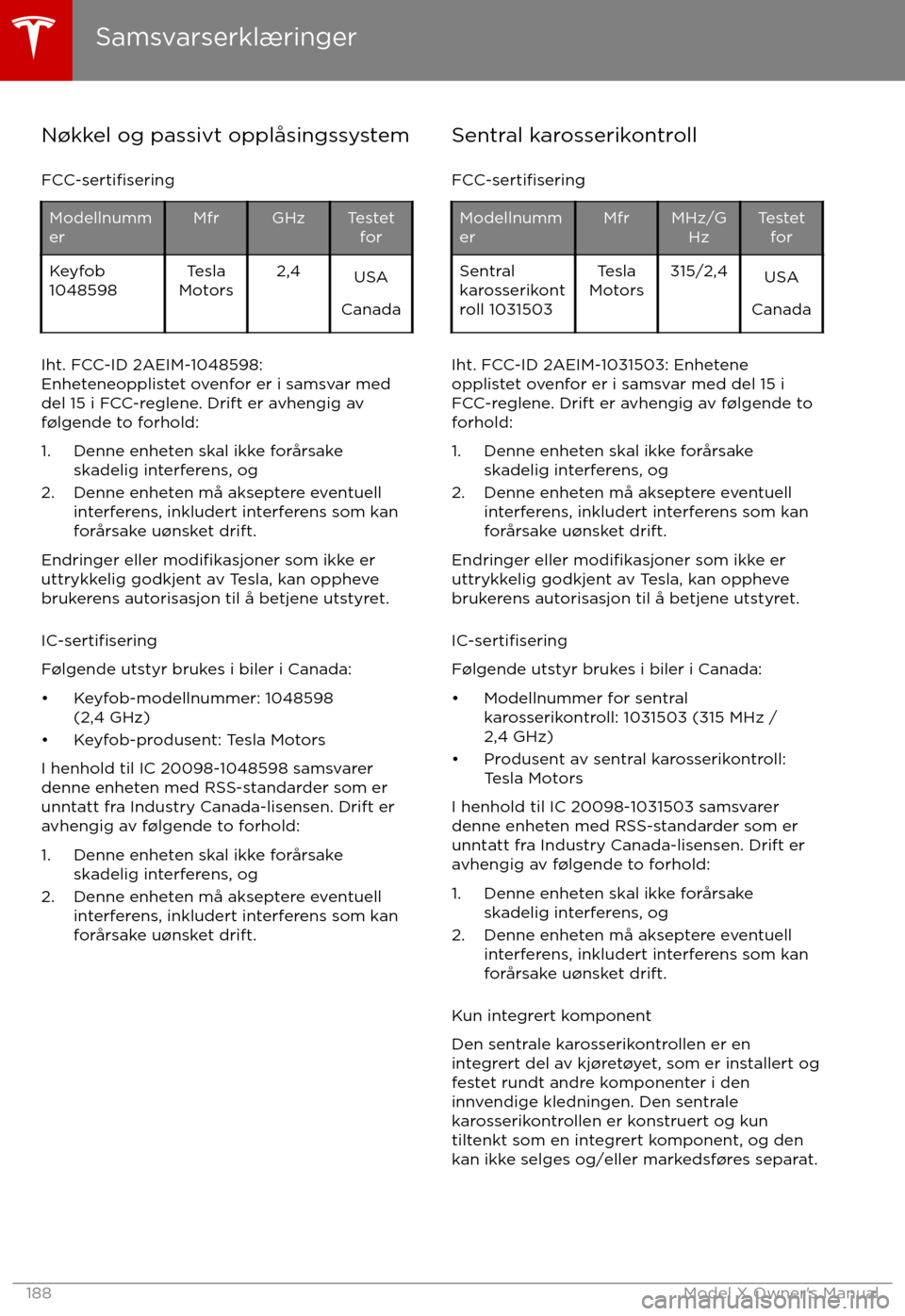 TESLA MODEL X 2017  Brukerhåndbok (in Norwegian) N