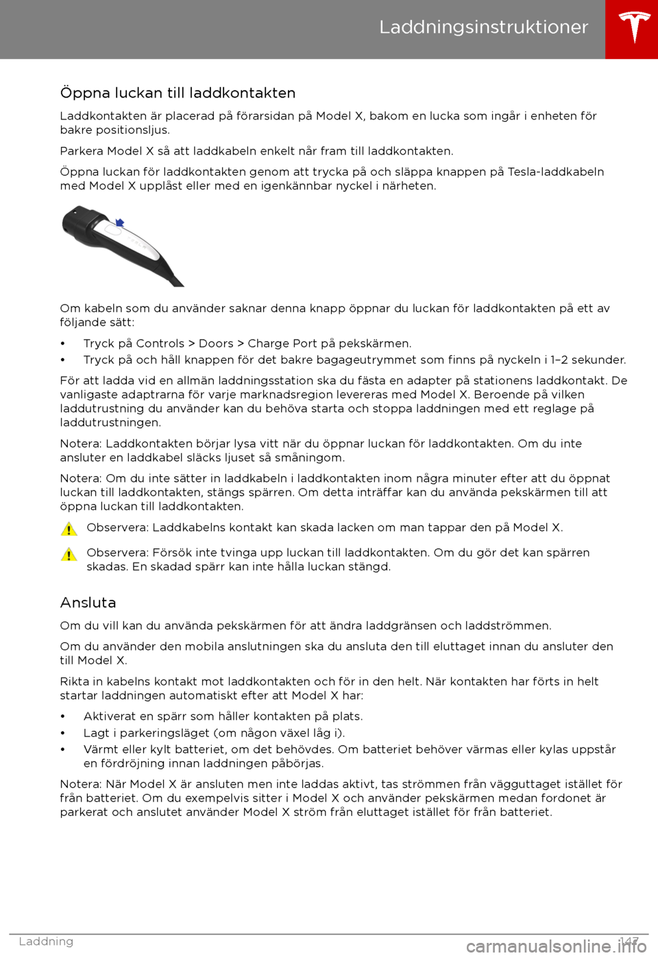 TESLA MODEL X 2017 Ägarmanual (in Swedish) TESLA MODEL X 2017 Ägarmanual (in Swedish)