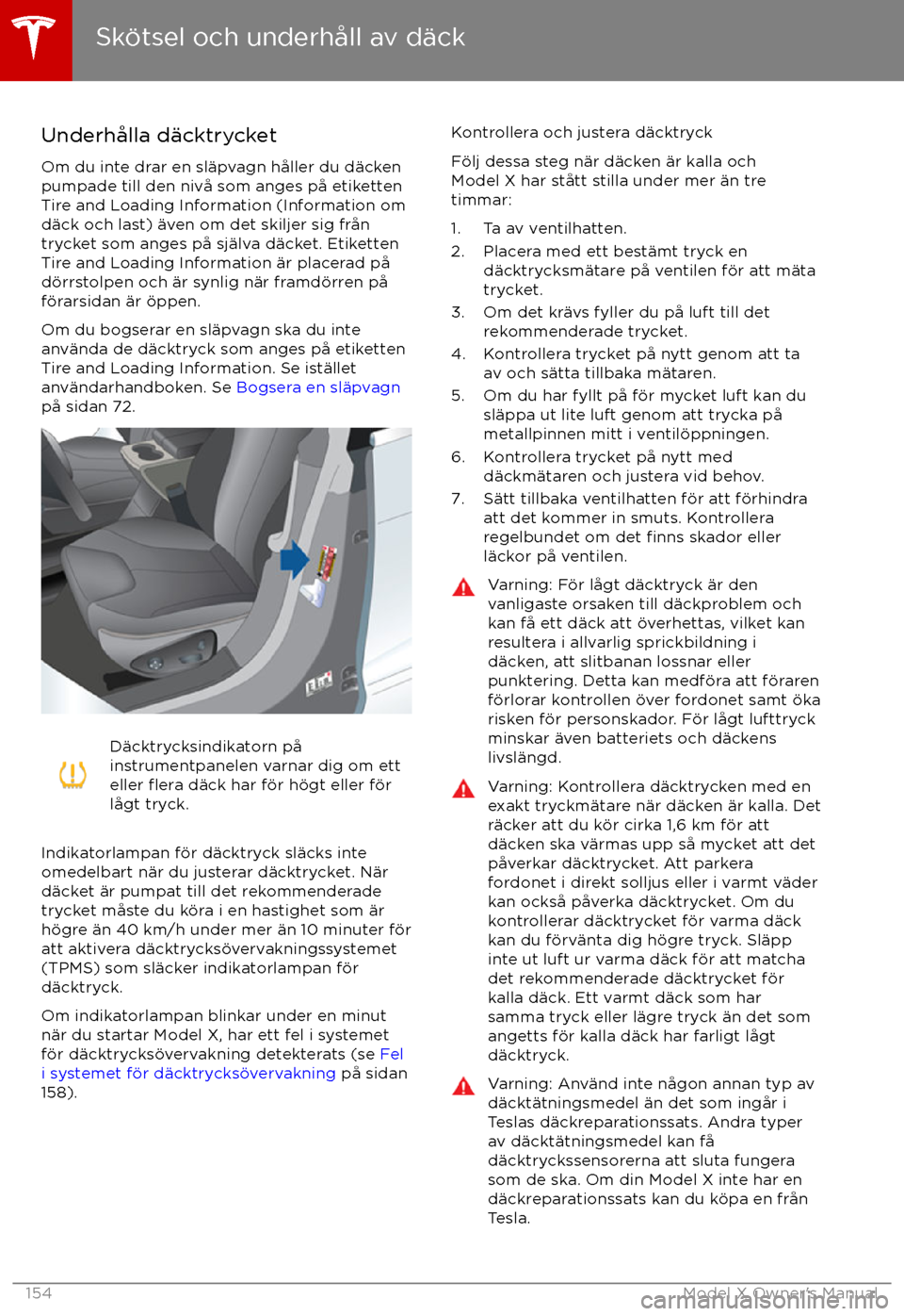 TESLA MODEL X 2017 Ägarmanual (in Swedish) Underh TESLA MODEL X 2017 Ägarmanual (in Swedish) Underh