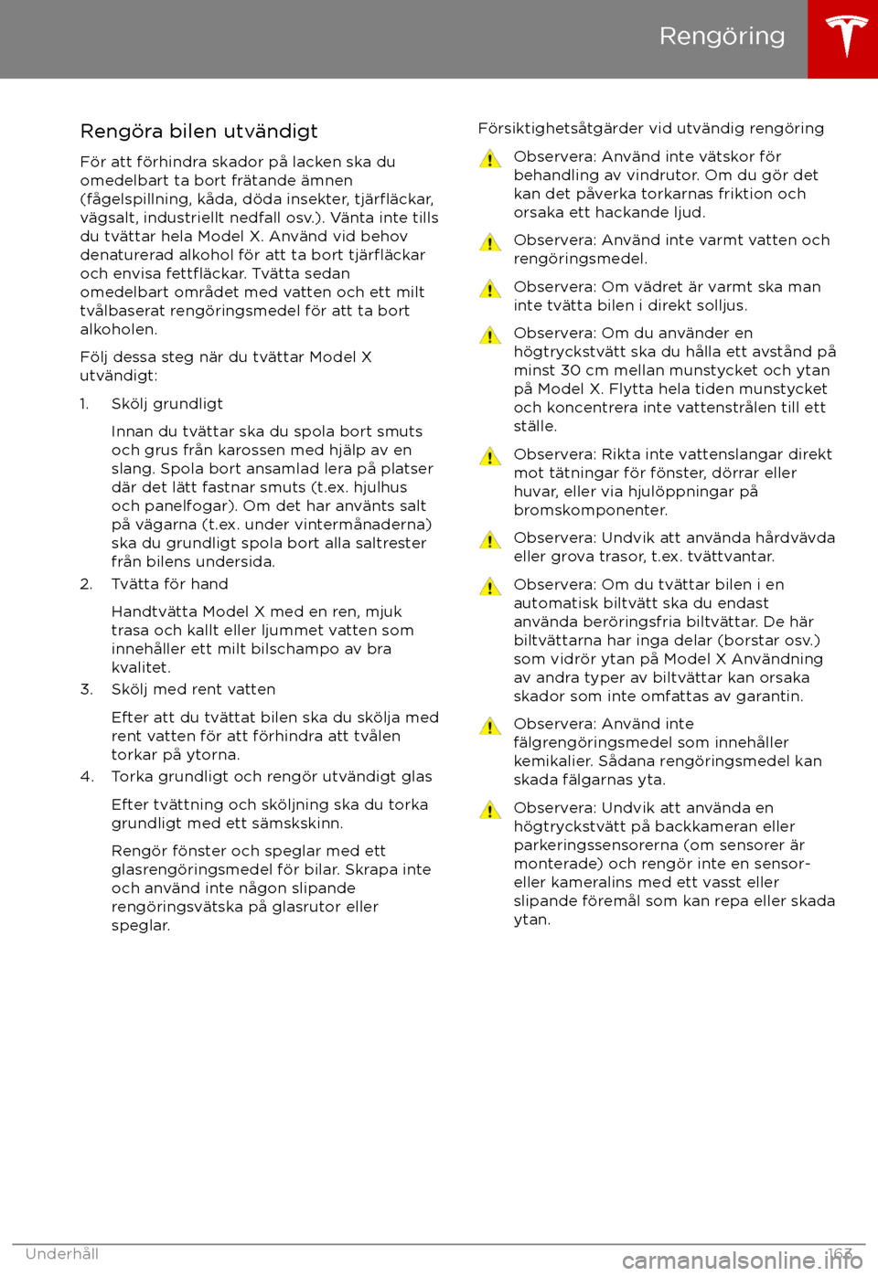 TESLA MODEL X 2017 Ägarmanual (in Swedish) Reng TESLA MODEL X 2017 Ägarmanual (in Swedish) Reng
