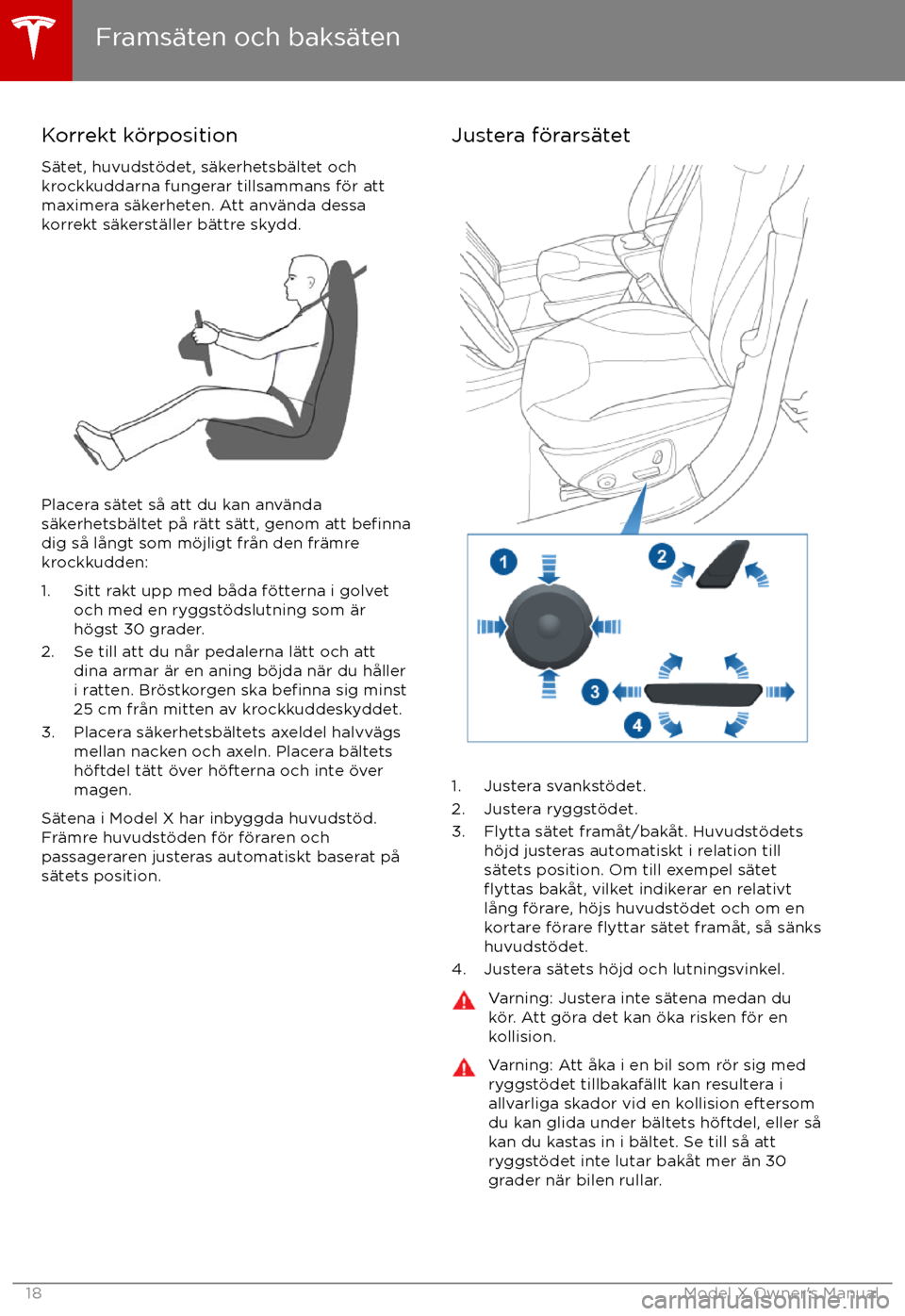 TESLA MODEL X 2017  Ägarmanual (in Swedish) Korrekt k