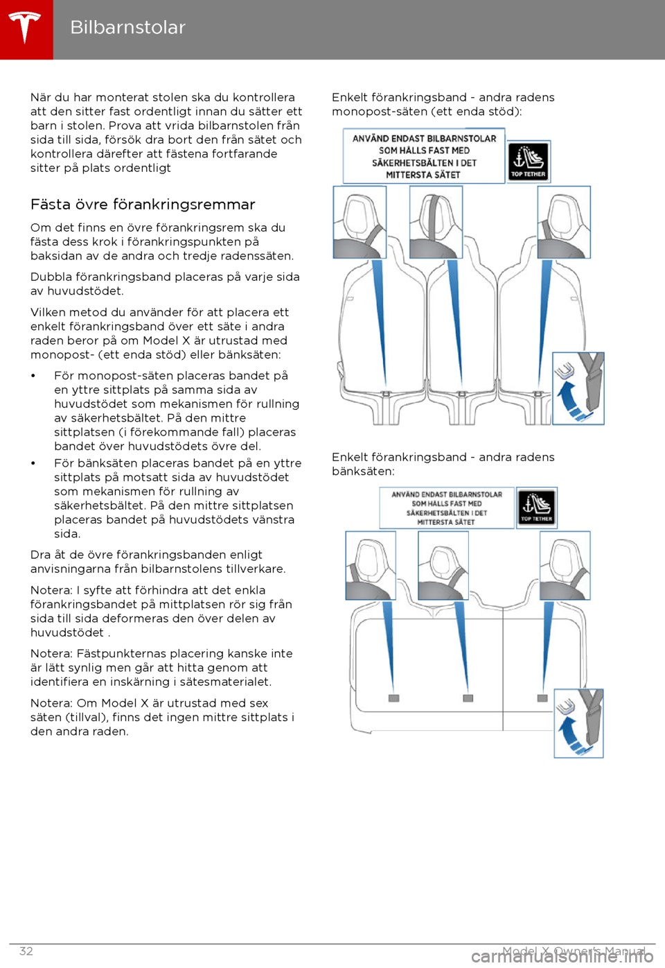 TESLA MODEL X 2017 Ägarmanual (in Swedish) N TESLA MODEL X 2017 Ägarmanual (in Swedish) N