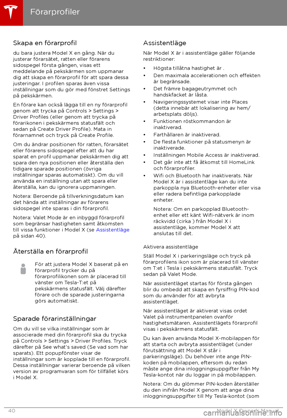 TESLA MODEL X 2017 Ägarmanual (in Swedish) Skapa en f TESLA MODEL X 2017 Ägarmanual (in Swedish) Skapa en f