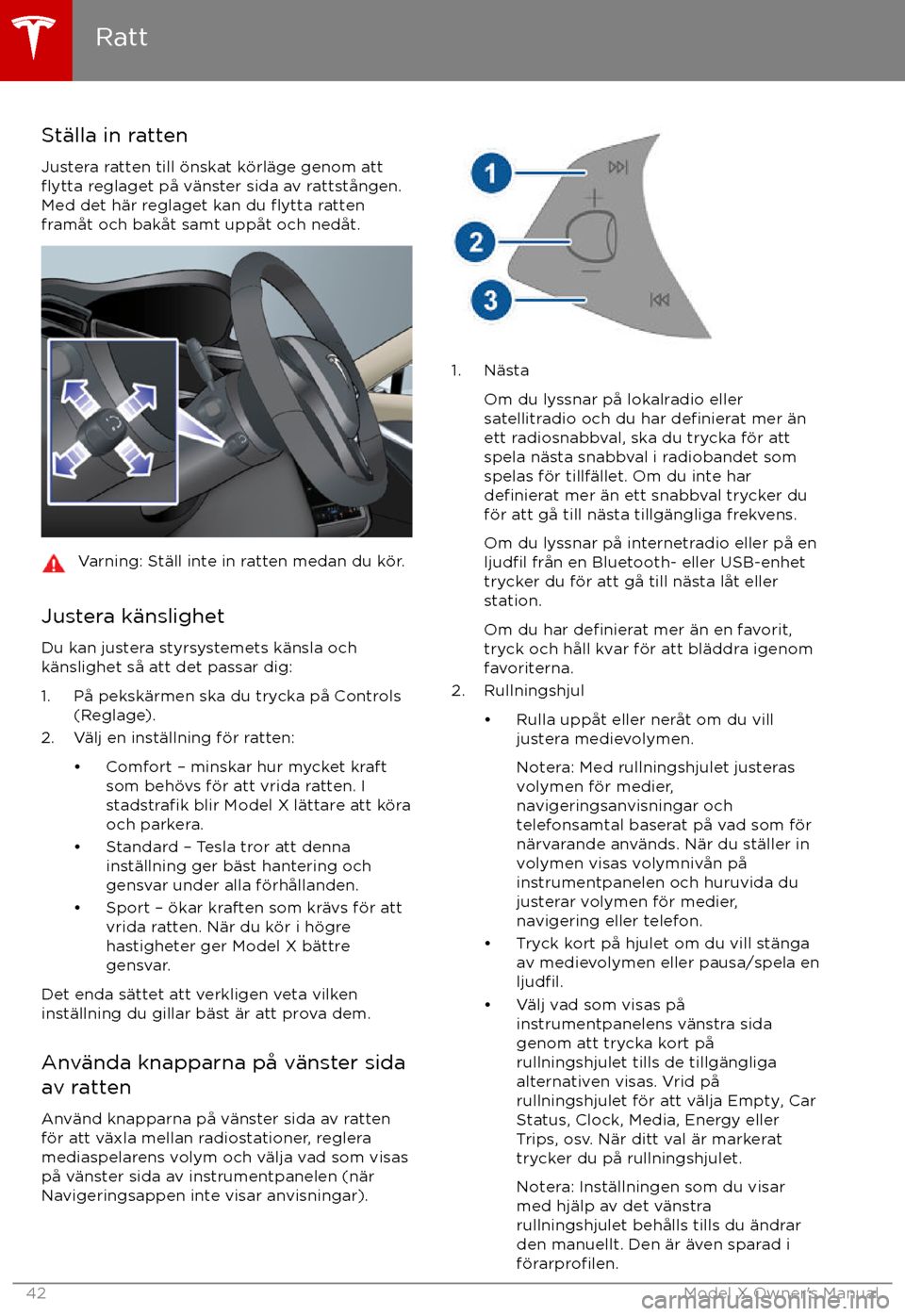 TESLA MODEL X 2017  Ägarmanual (in Swedish) St