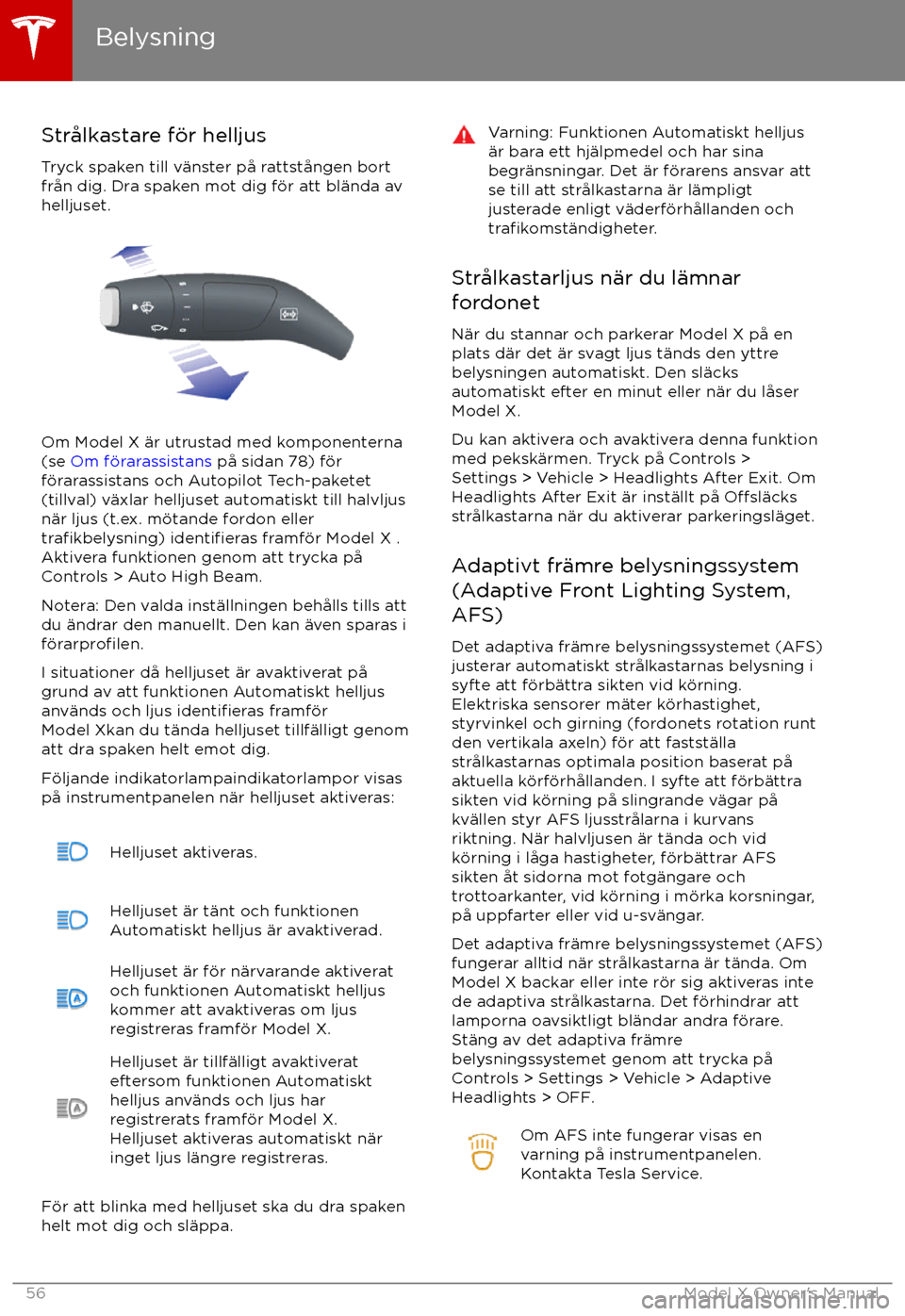 TESLA MODEL X 2017 Ägarmanual (in Swedish) Str TESLA MODEL X 2017 Ägarmanual (in Swedish) Str