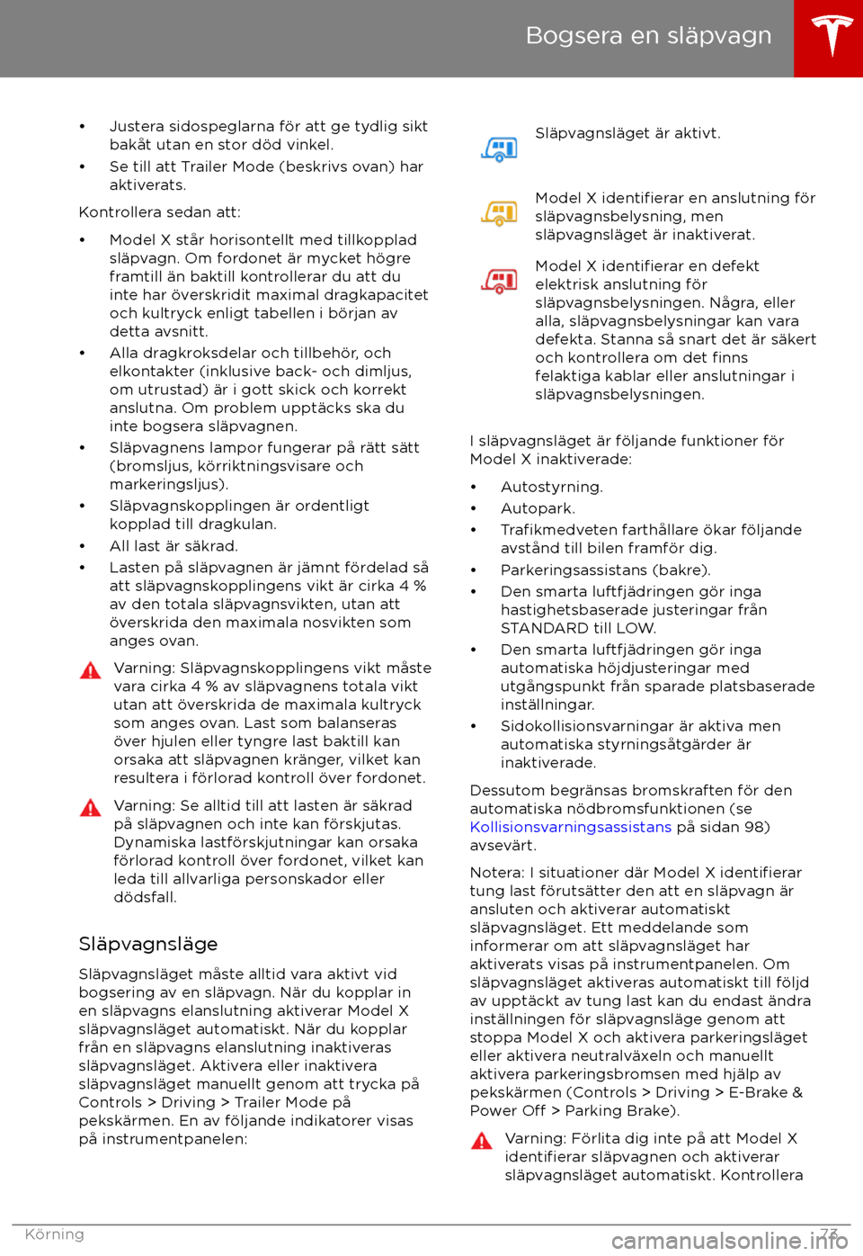 TESLA MODEL X 2017 Ägarmanual (in Swedish) TESLA MODEL X 2017 Ägarmanual (in Swedish)
