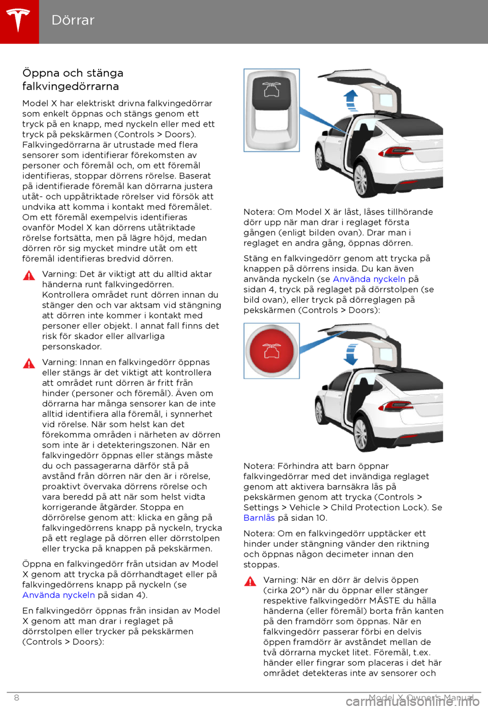 TESLA MODEL X 2017  Ägarmanual (in Swedish) 