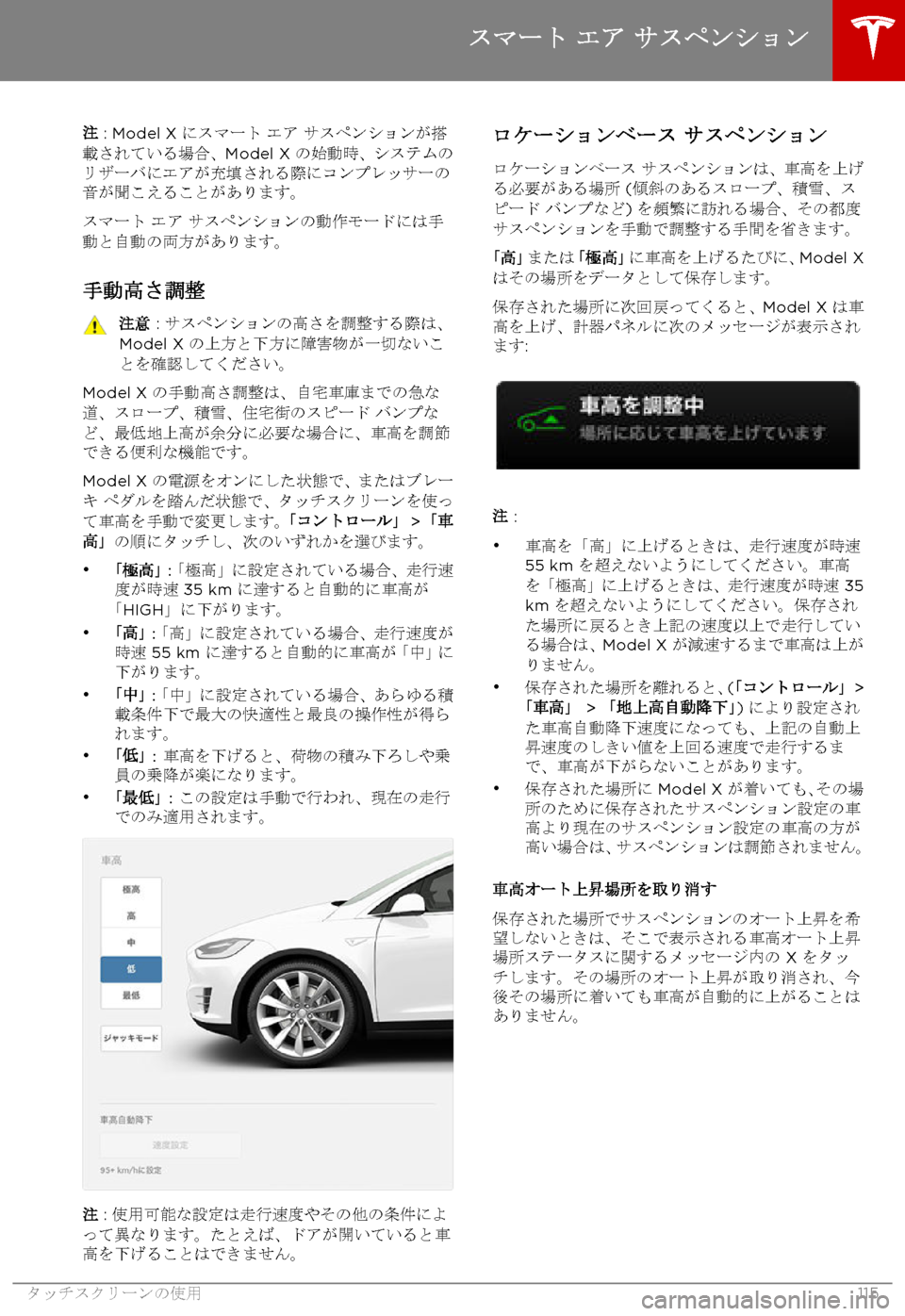 TESLA MODEL X 2017  取扱説明書 (in Japanese) @ : Model X  _