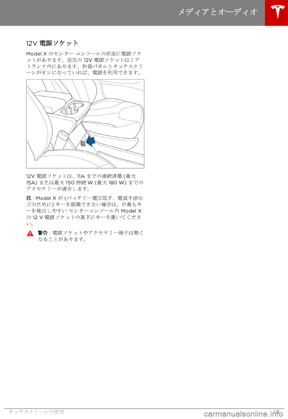 TESLA MODEL X 2017  取扱説明書 (in Japanese) 12V 7
