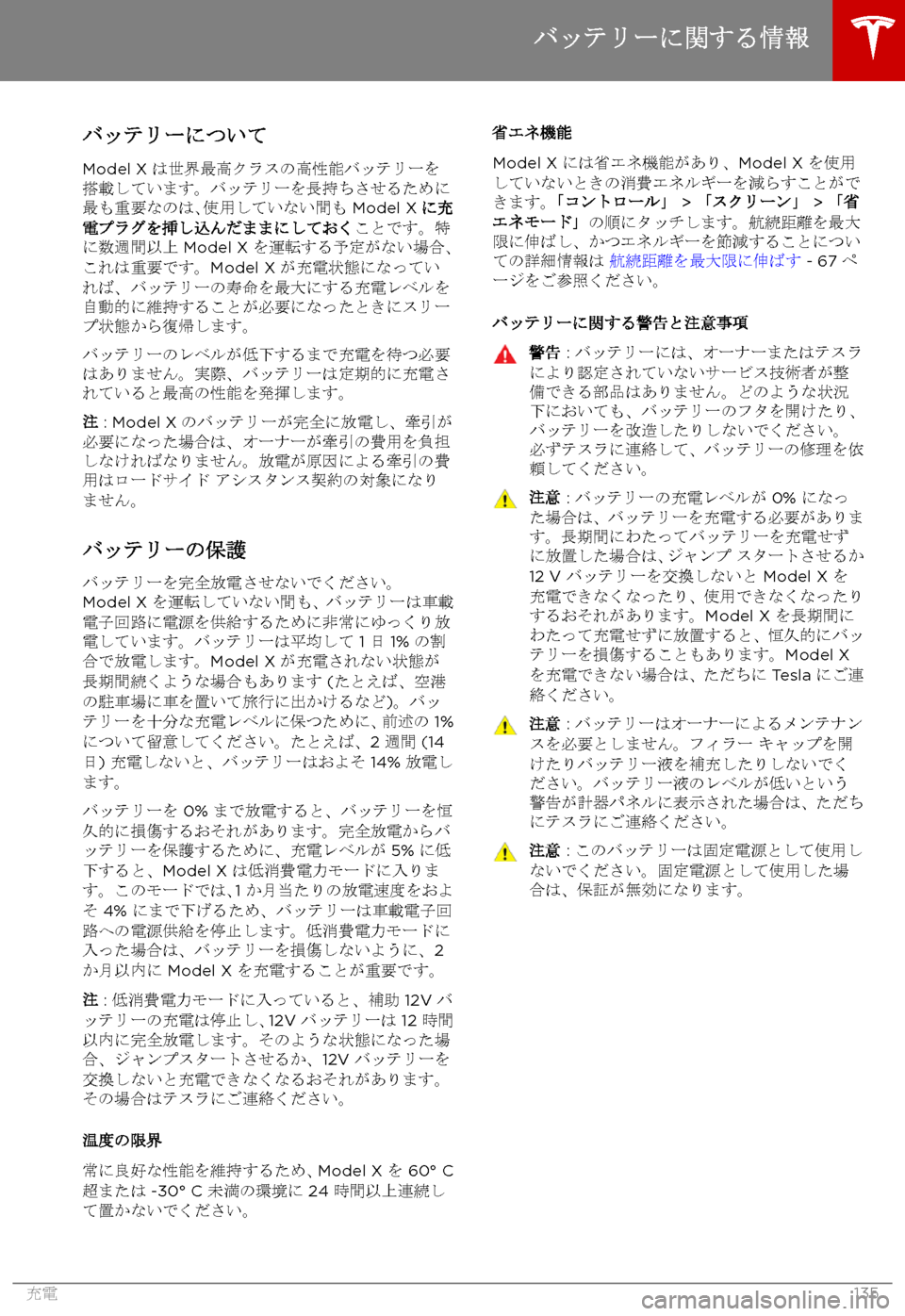 TESLA MODEL X 2017  取扱説明書 (in Japanese) 