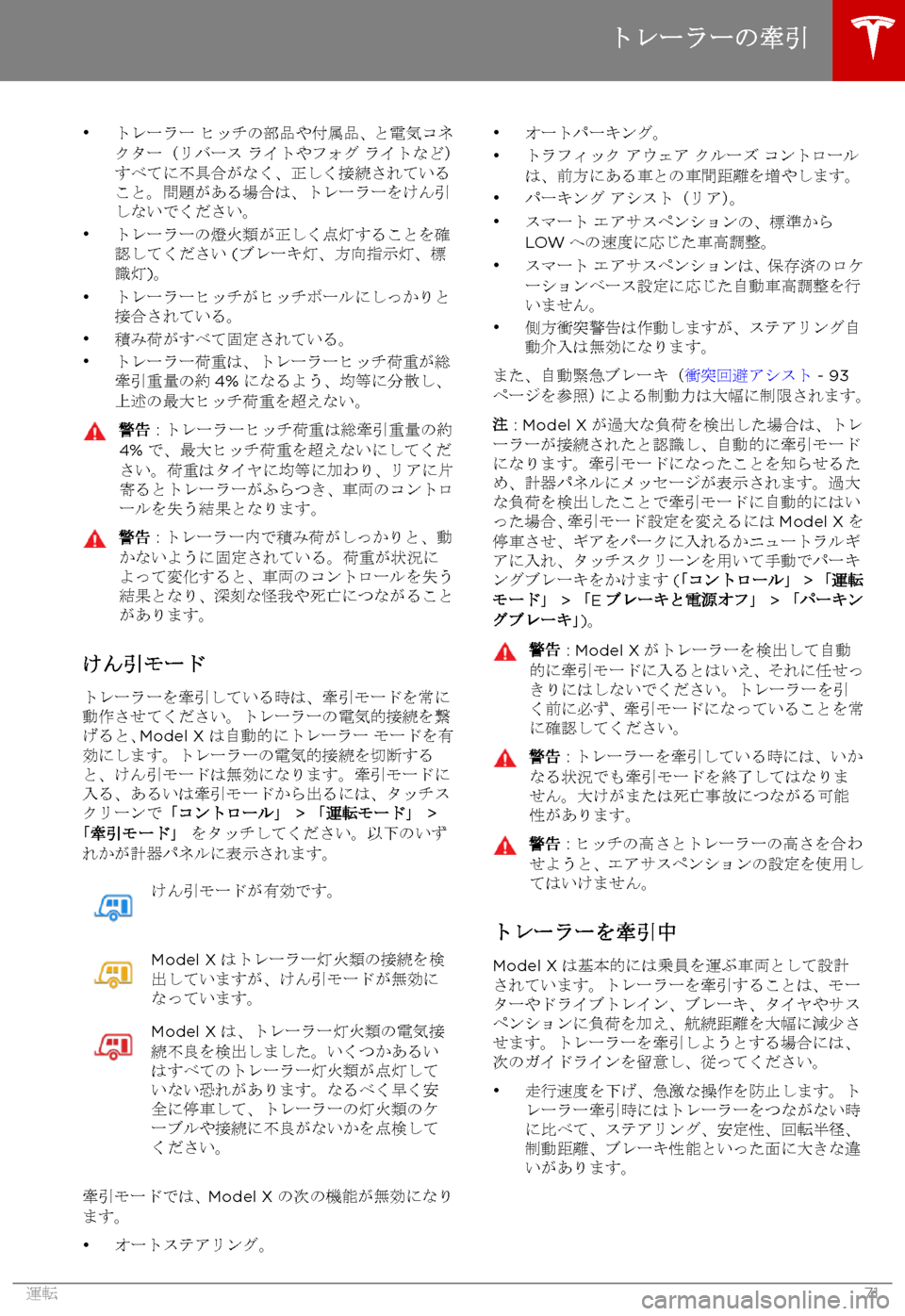 TESLA MODEL X 2017  取扱説明書 (in Japanese) 