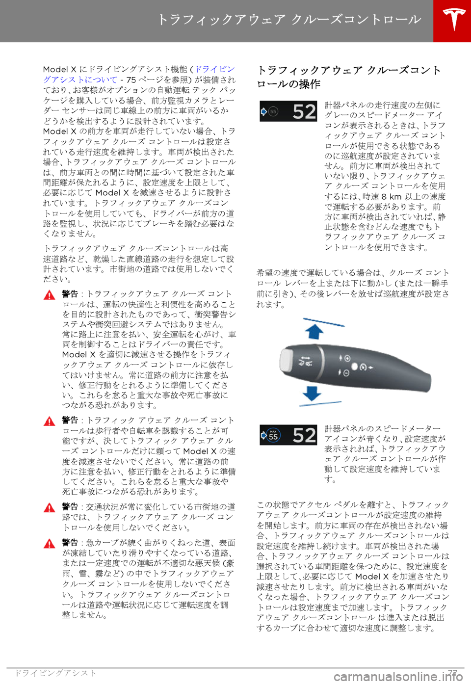 TESLA MODEL X 2017  取扱説明書 (in Japanese) Model X _